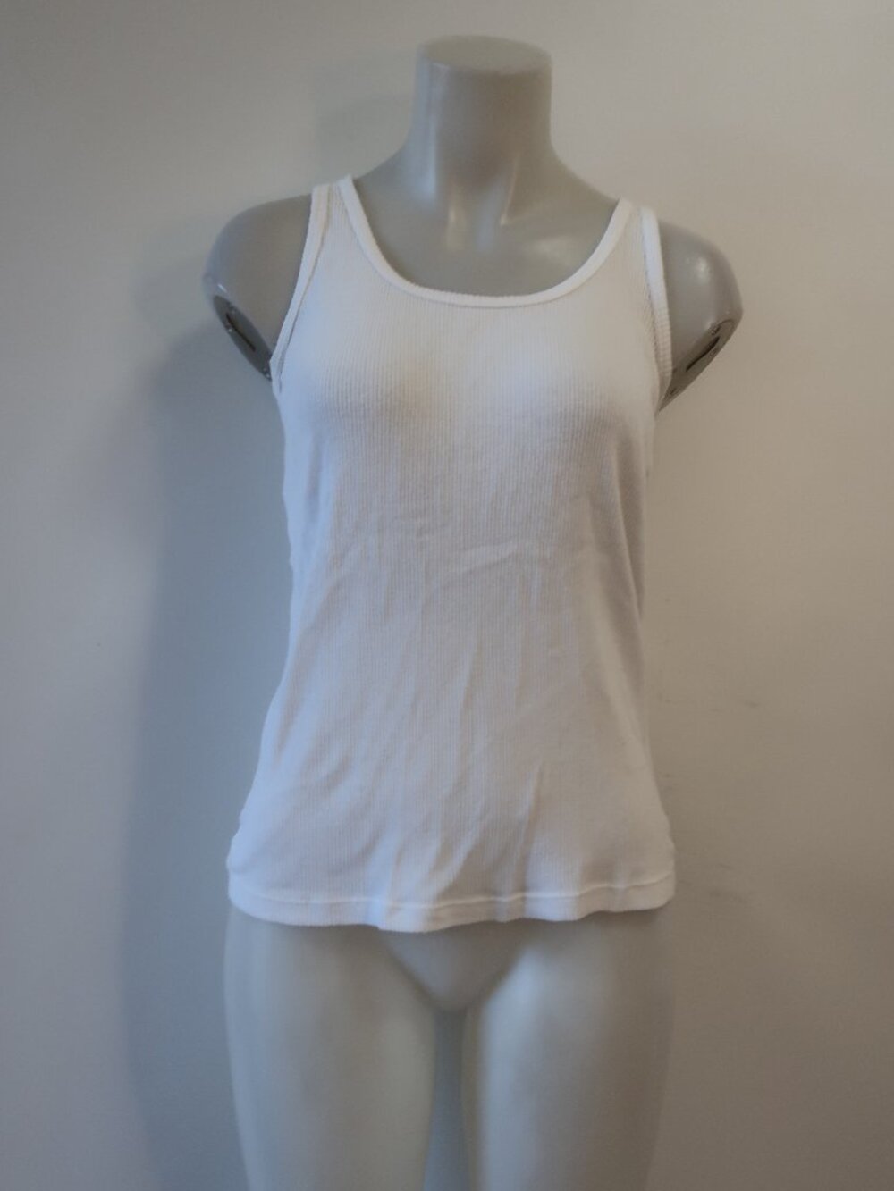 Womens PerfectWhiteTee White Ribbed Tank Top M/L